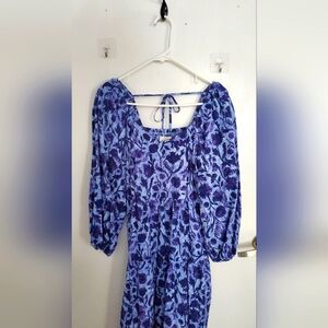 Universal Threads Blue & Purple Floral Print Maxi Cotton Dress Medium